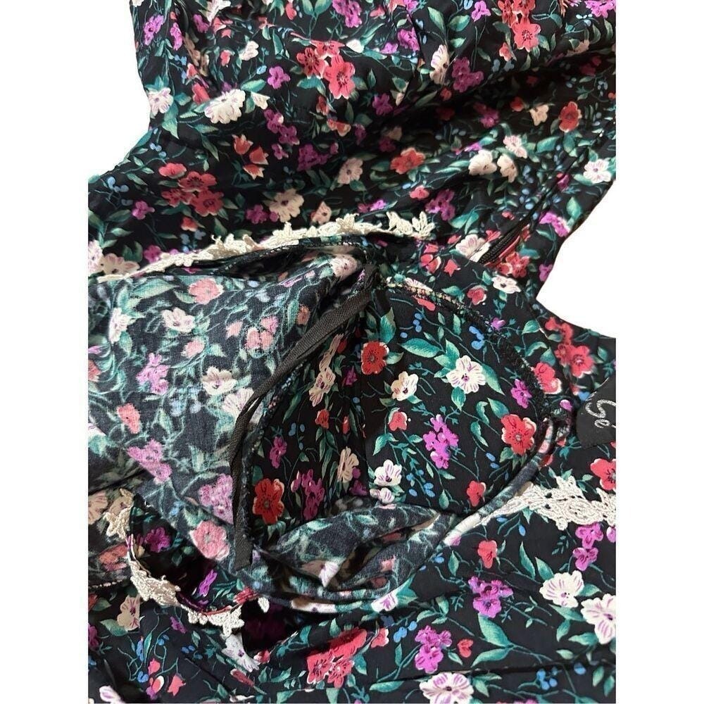 Per Se Navy Floral Lace-Trim Jumpsuit - Picture 10 of 10